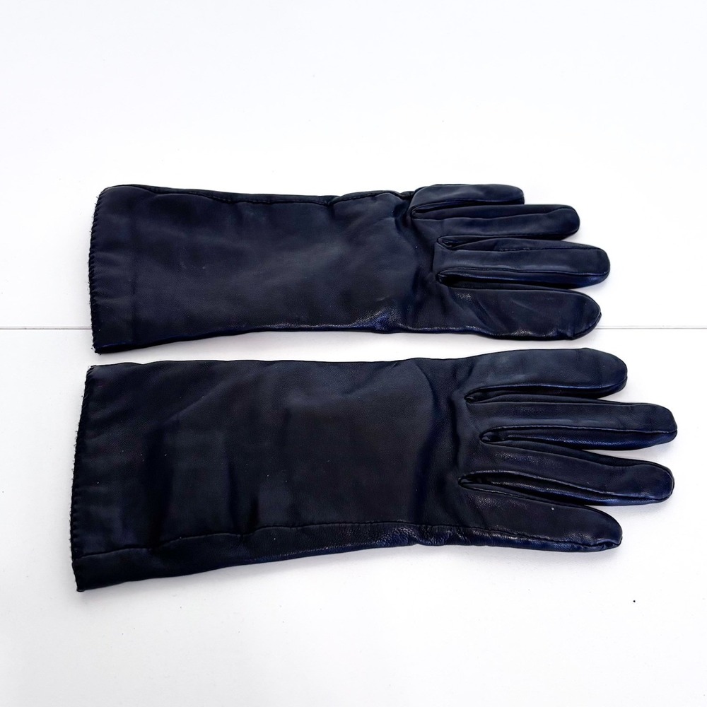 Preston & York Womens Leather Cashmere Lined Gloves 7 Black Winter Luxury Warm